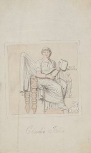 Grabstein, Claudia Italia als Allegorie der Musik von Thomas Rowlandson
