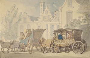 Zwei Kutschen - Reisen in Frankreich? von Thomas Rowlandson