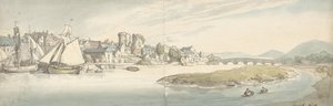 Ansicht der Stadt an einem Fluss Carwitham Castle, 1775-1827 von Thomas Rowlandson