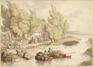 Dorf am Fluss von Thomas Rowlandson