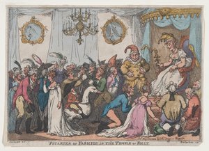 Modeanhänger im Tempel des Wahnsinns von Thomas Rowlandson