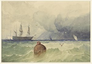 Dreimaster vor Anker bei aufkommendem Unwetter von Thomas Sewell Robins