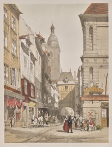 Malerische Architektur in Paris, Gent, Antwerpen, Rouen: Rue de la Crosse Horlogue, Rouen, Frankreich von Thomas Shotter Boys