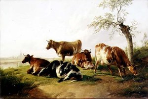 Rinder in einer Landschaft von Thomas Sidney Cooper