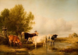 Rinder in einem Bach, 1841 von Thomas Sidney Cooper