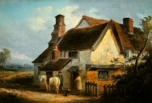 Zwei Warschauer, die vor einem Cottage sprechen von Thomas Smythe