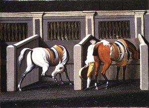 Stallinterieur (eines von einem Paar)