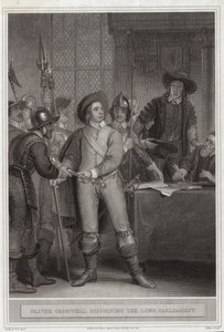 Oliver Cromwell (1599-1658) löst das Lange Parlament auf von Thomas Stothard