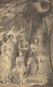 Eine von sechs Illustrationen zu Fénelons "Die Abenteuer des Telemach, Sohn des Odysseus" von Thomas Stothard
