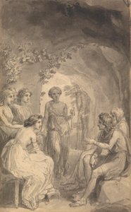 Eine von sechs Illustrationen zu Fénelons "Die Abenteuer des Telemach, Sohn des Odysseus" von Thomas Stothard