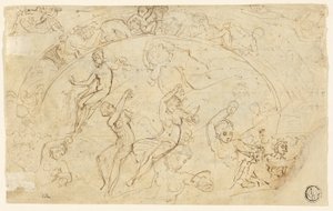 Skizzen für Silbertablett (recto); Skizzen von Friesen, Frauengruppen (verso) von Thomas Stothard