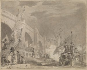 Westminster Bridge und die königliche Barke (Die königliche Barke und Westminster) von Thomas Stothard