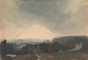 Landschaftsszene vom Hügel, Blick ins sonnenbeschienene Tal von Thomas Sully