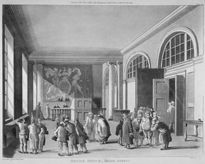 Innenansicht des Steueramts, Old Broad Street, City of London, 1810 von Thomas Sutherland
