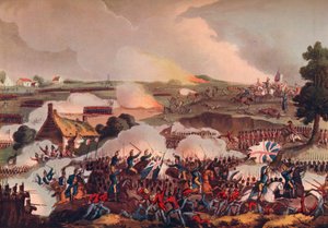 Das Zentrum der britischen Armee in Aktion bei der Schlacht von Waterloo, 19. Jahrhundert