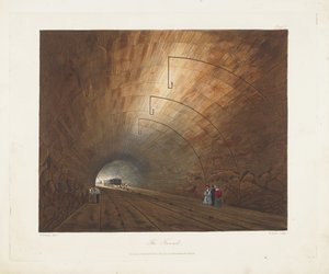 Der Tunnel. Aus Coloured Views on the Liverpool and Manchester Railway, 1831