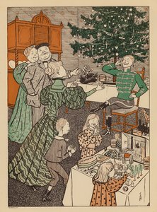 Paar erfreut ihre Tochter zu Weihnachten, indem sie ihre Verlobung mit einem Soldaten genehmigen von Thomas Theodor Heine