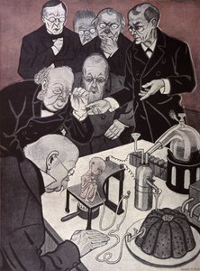Der Homunkulus (miniaturisiertes, aber vollständig geformtes menschliches Wesen). Illustration von Th.Th. Heine in: Simplicissimus, Deutschland, ca. 1900 von Thomas Theodor Heine
