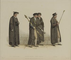 Vizekanzler, Esquire Beadle, Yeoman Beadle, Verger, graviert von J. Agar, veröffentlicht in R. Ackermanns 