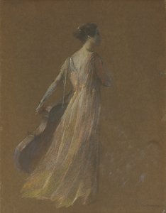 Dame, die ein Cello hält von Thomas Wilmer Dewing