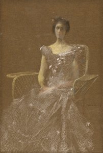 Dame im Rattansessel von Thomas Wilmer Dewing