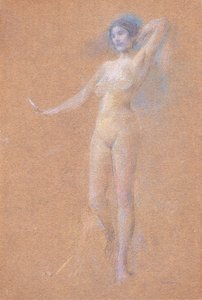 Stehende nackte Figur eines Mädchens von Thomas Wilmer Dewing