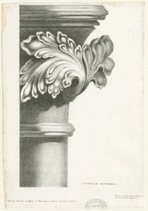 Innenraum der Kathedrale von Lichfield - Geschnitztes Laubwerk: Lithografie, nd [?19. Jh.] (Druck) von Thomas Witlam Atkinson