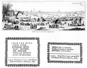 Frostmesse auf der Themse und Druckproben, Februar 1684, 1840