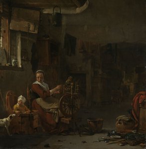Bäuerin beim Spinnen von Thomas Wyck