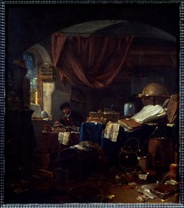 Ansicht des Labors eines Alchemisten von Thomas Wyck