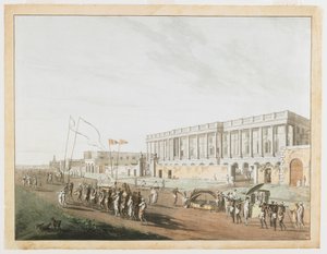 Das Neue Gerichtsgebäude und Chandpam Ghaut aus den Ansichten von Kalkutta
