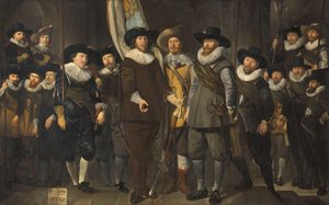 Offiziere und andere Bürgerwehrmänner des III. Bezirks von Amsterdam, unter dem Kommando von Hauptmann Allaert Cloeck und Leutnant Lucas Jacobsz Rotgans