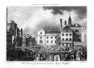 Das Parlamentshaus mit der königlichen Prozession, London, 1804 von Thompson