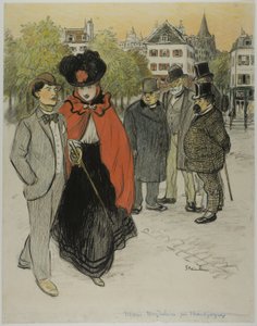 Herr beobachtet ein Paar beim Promenieren von Théophile Alexandre Pierre Steinlen