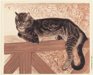 Sommer: Katze auf einer Balustrade von Théophile Alexandre Pierre Steinlen