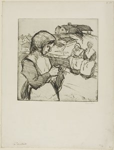 Die Strickerin von Théophile Alexandre Pierre Steinlen