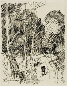 Waldlandschaft mit Vagabund von Théophile Alexandre Pierre Steinlen