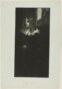 Junges Mädchen mit weißem Kragen von Théophile Alexandre Pierre Steinlen