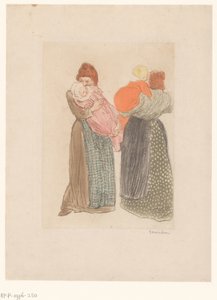 Zwei Mütter mit Kindern von Théophile Alexandre Steinlen (signed by artist)