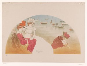 Zwei Frauen und ein Kind am Meer von Théophile Alexandre Steinlen (signed by artist)