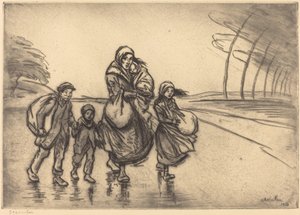 Im Regen: Mutter und Kinder, 1915 von Théophile Alexandre Steinlen