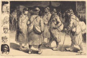 Soldaten im Urlaub - Nachtszene Permissionnaires - Effet de Nuit, 1916 von Théophile Alexandre Steinlen