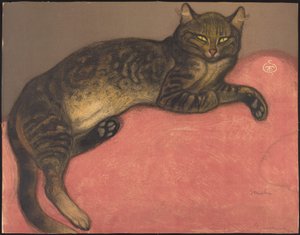 Winter: Katze auf einem Kissen von Théophile Alexandre Steinlen