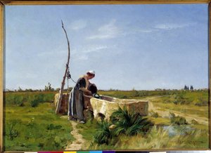 Der Bauer und der Brunnen, Gemälde von Theophile Mayan (1860-1937) von Théophile Henri Mayan