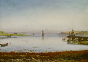 Schiffe in einer Bucht, möglicherweise Horsens Fjord, um 1850 von Thorald Laessoe