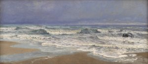 Grauer Tag an der Nordsee mit Brandung von Thorvald Niss
