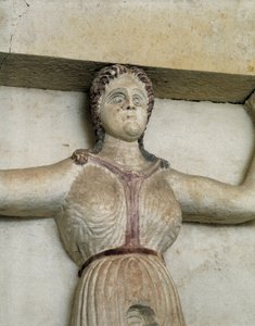 Thrakisches Grab von Sveshtari, Detail einer Frauenstatue in Atlas, 3. Jahrhundert v. Chr. (Steinskulptur) von Thracian Thracian