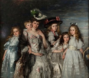 Porträt von Aleida Gijsberta Maria van Ogtrop-Hanlo und ihren fünf Kindern