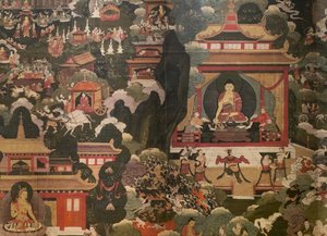 Szenen aus dem Leben des Buddha Shakyamuni von Tibetan School