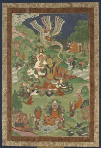 Thangka mit Szenen aus dem Leben des Buddha, zweite Hälfte des 19. Jahrhunderts von Tibetan culture.